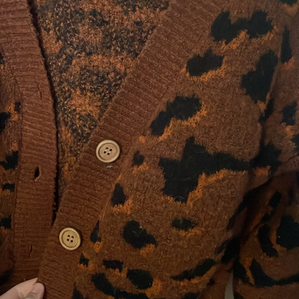 Cheetah Print Sweater Cardigan - Picture 3 of 6